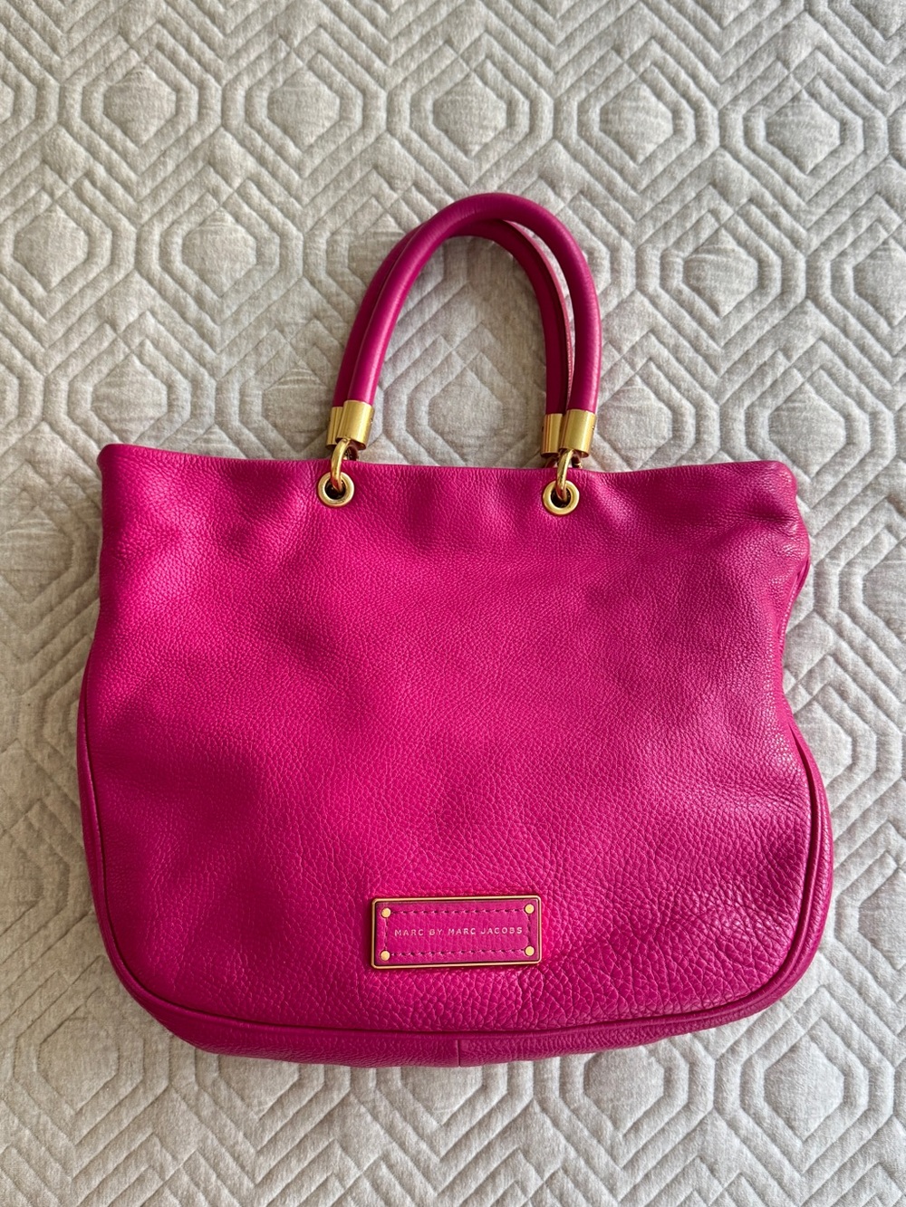 Marc by Marc Jacobs Pink Pebbled Leather Hillier Hobo Tote with Crossbody Strap